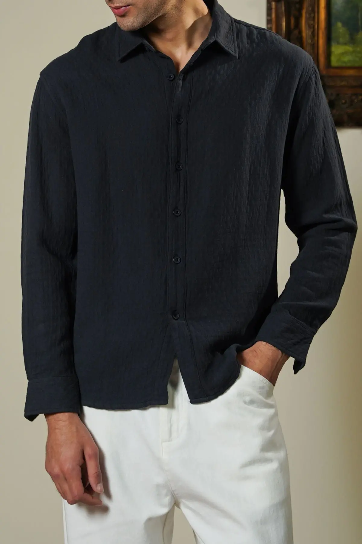 Quilt Effect Jacquard Shirt 1