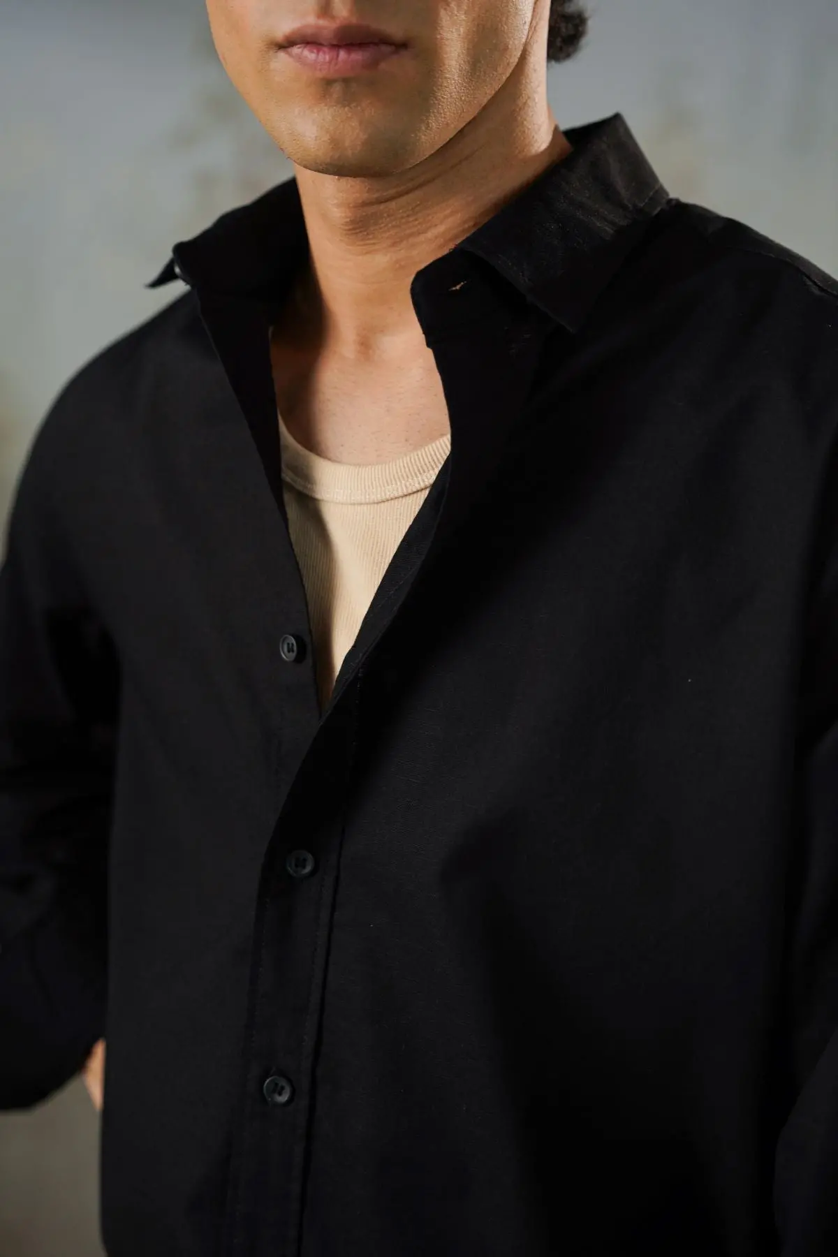 Linen Blend Button Down Shirt 1