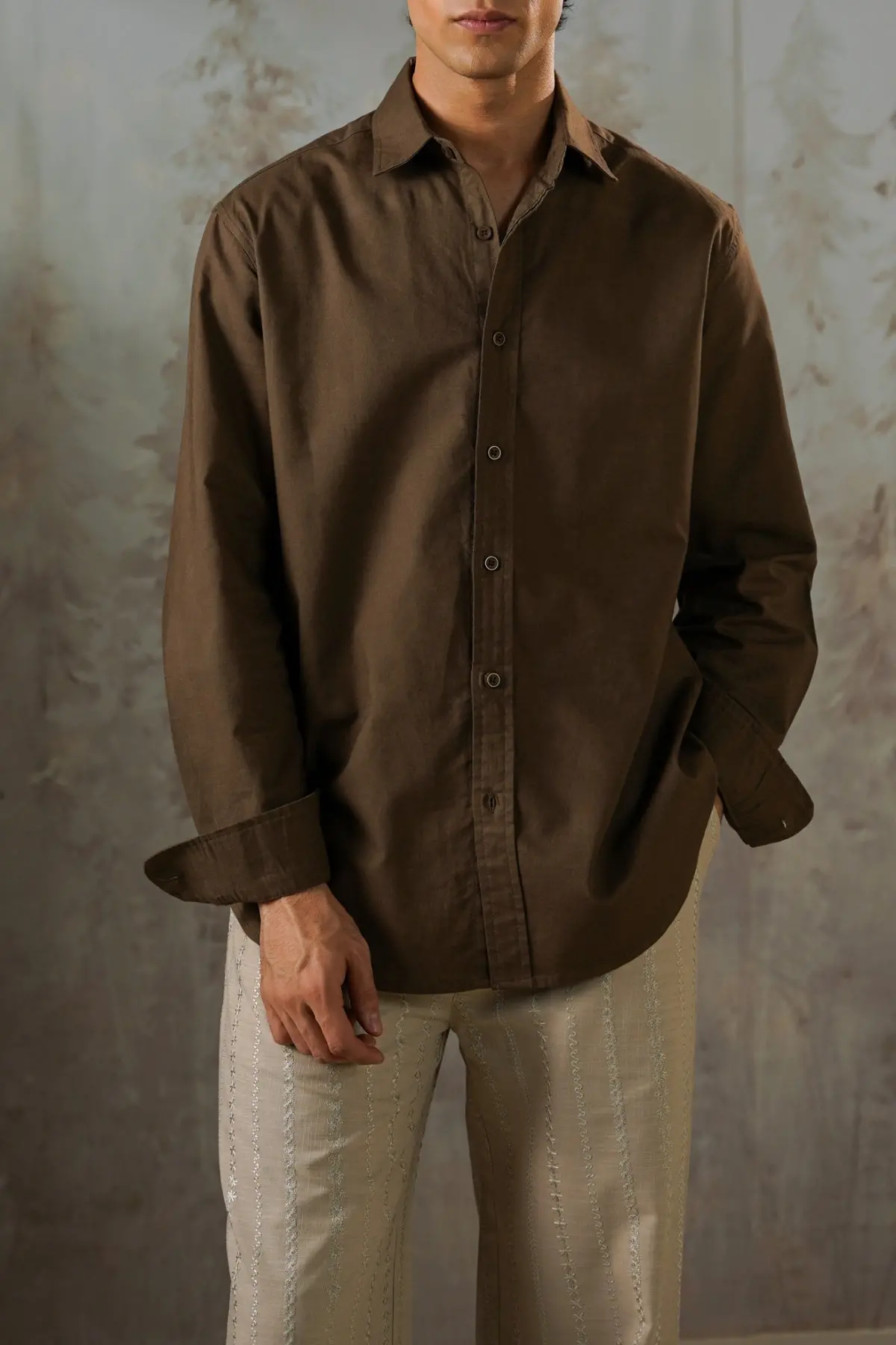 Linen Blend Button Down Shirt 1