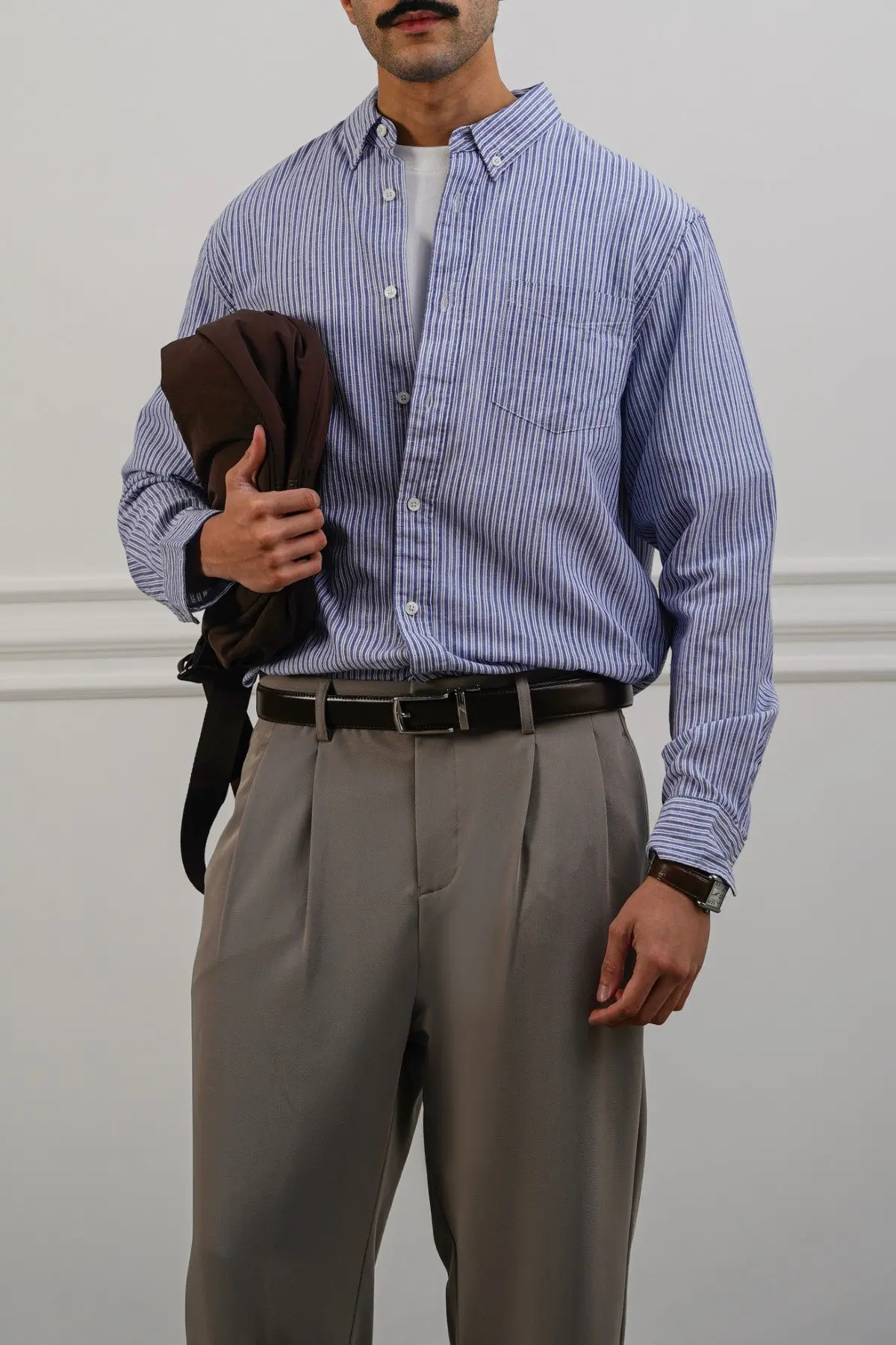 Striped Linen Blend Shirt 1