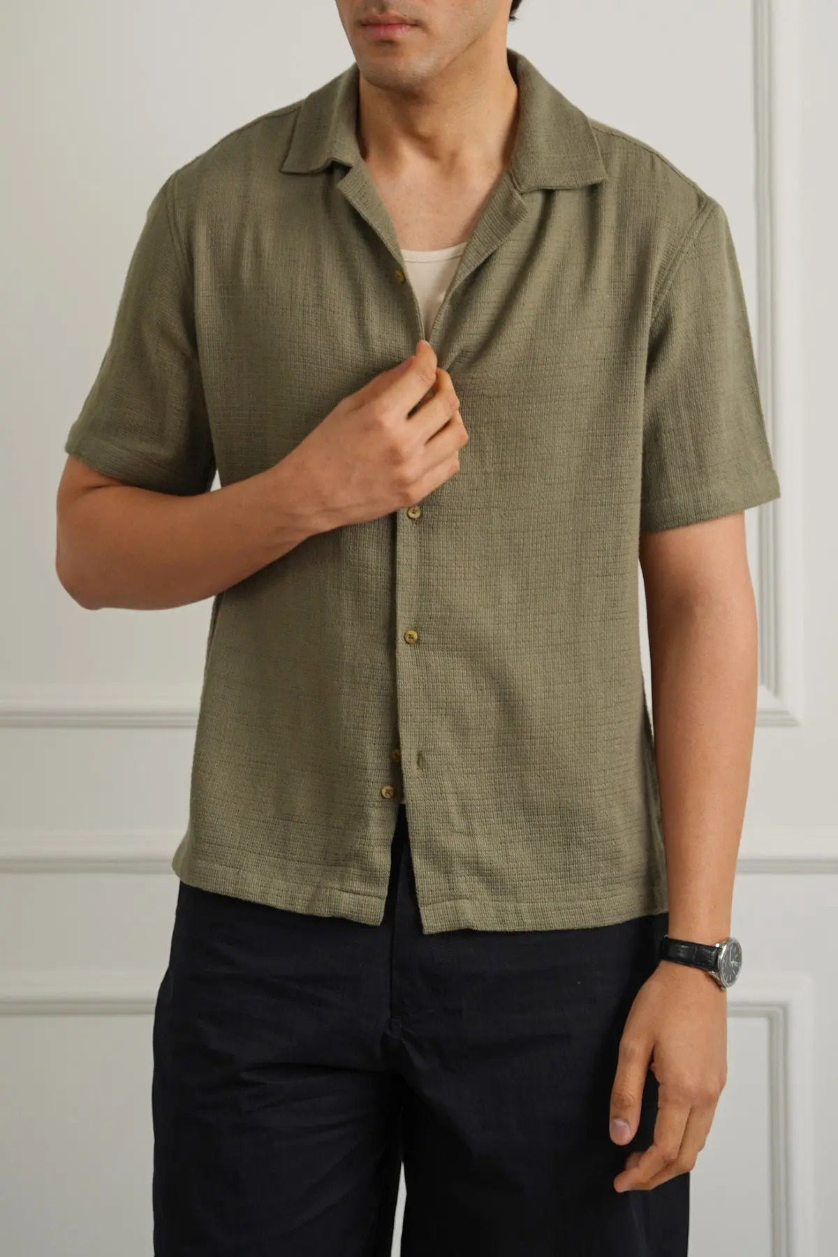 Textured Cotton Safari Shirt 1
