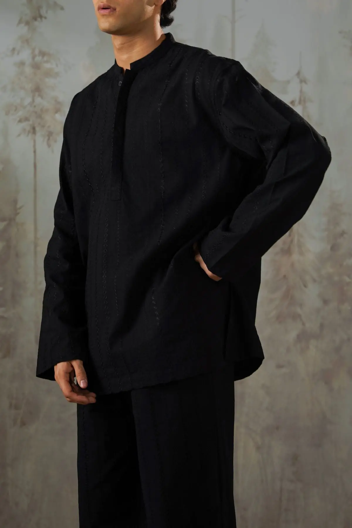 Embroidered Half Placket Shirt 1
