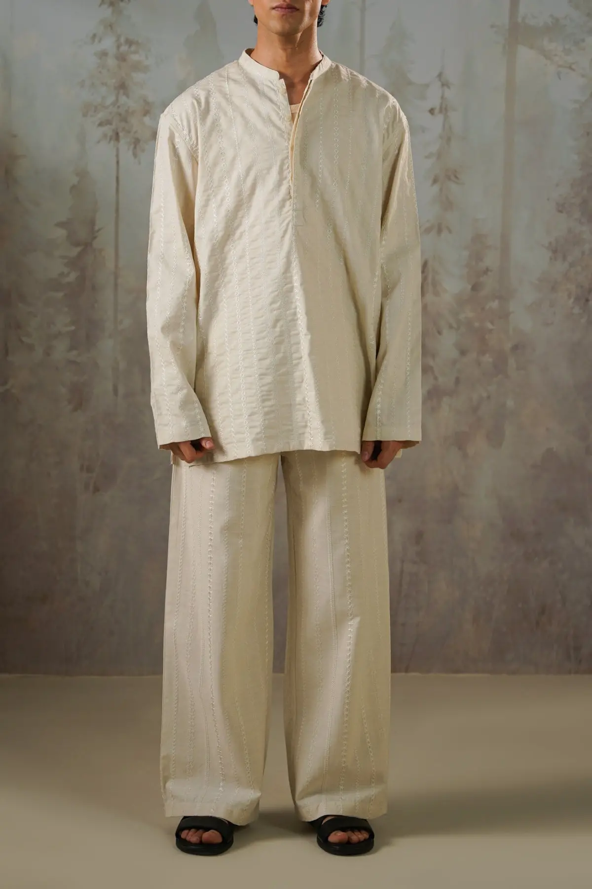 Embroidered Half Placket Shirt 1