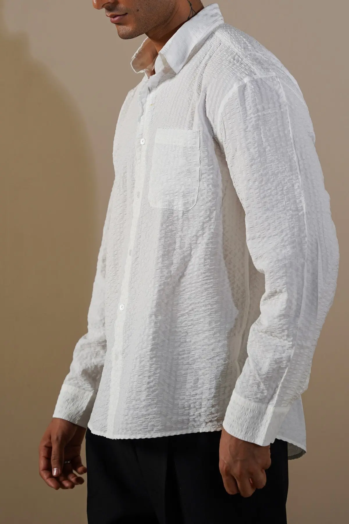 Seersucker Flowy Shirt 1