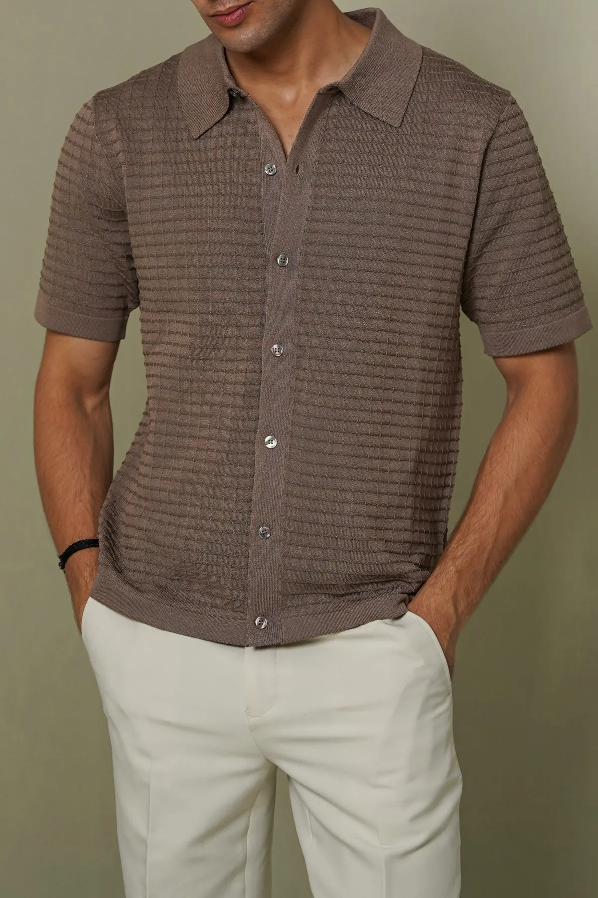 Waffle-Knit Shirt 1