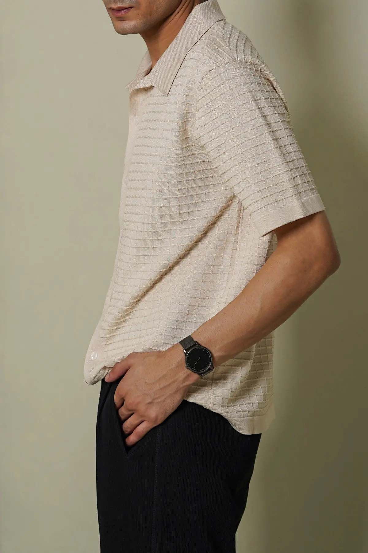 Waffle-Knit Shirt 1