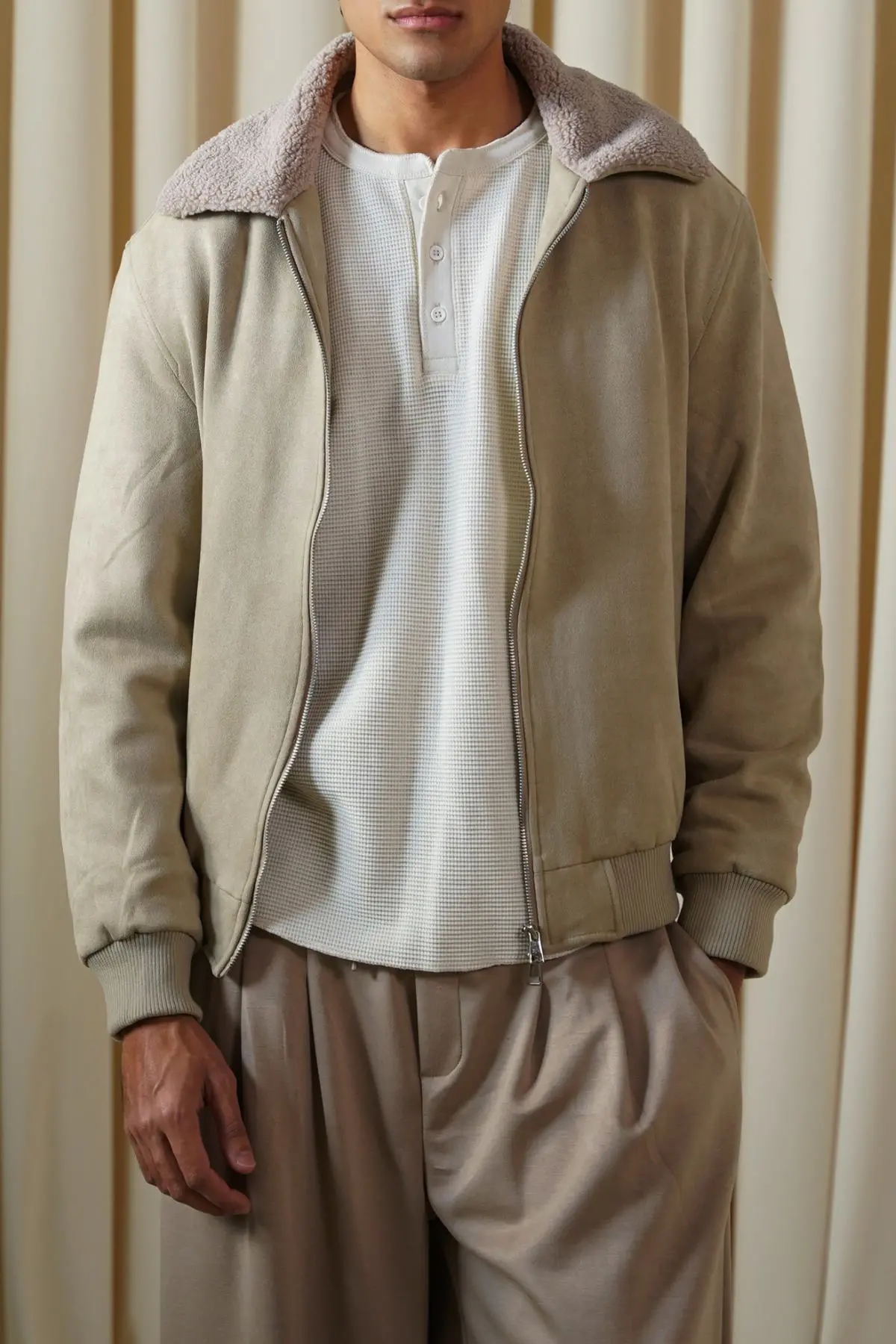 Suede Effect Sherpa Jacket 1
