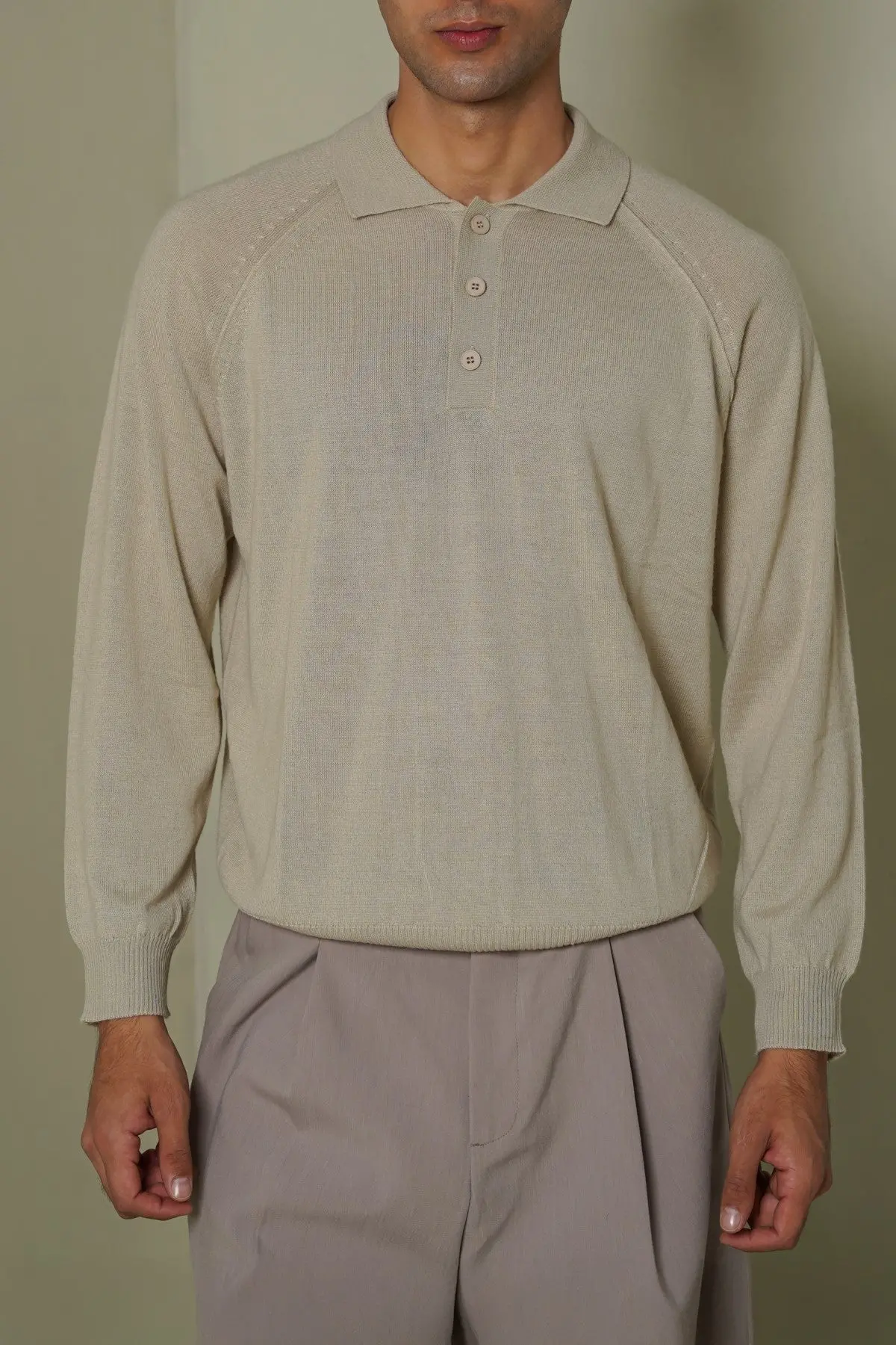 Wool Blend Polo Sweater 1