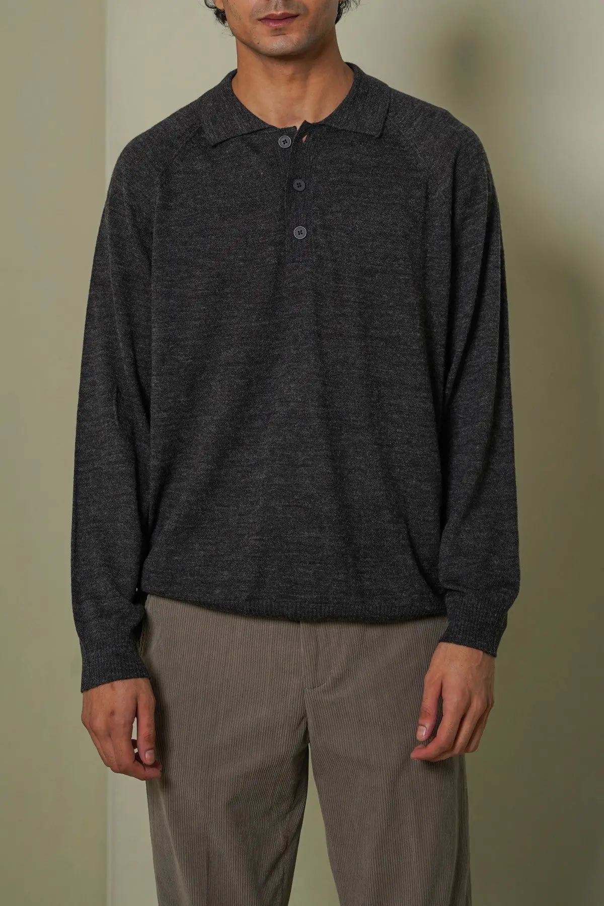 Wool Blend Polo Sweater 1