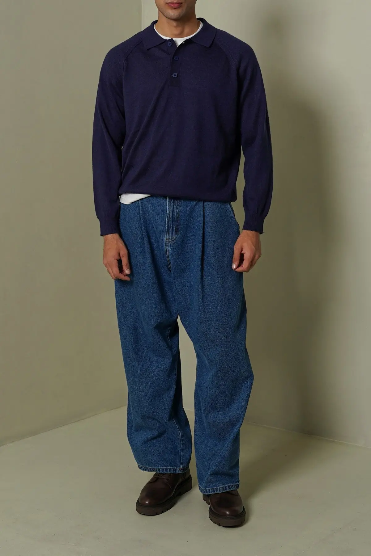 Wool Blend Polo Sweater 1