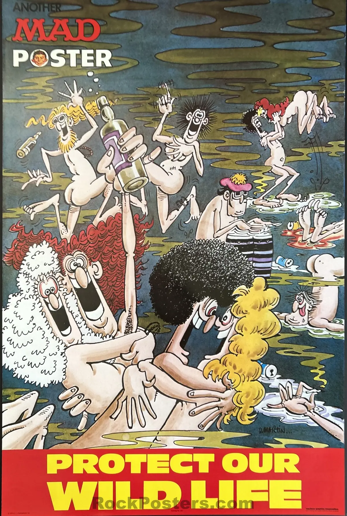 Auction - Mad Magazine - Protect Our Wildlife - 1974 Hippie Parody Poster - Don Martin - Near Mint Minus 1