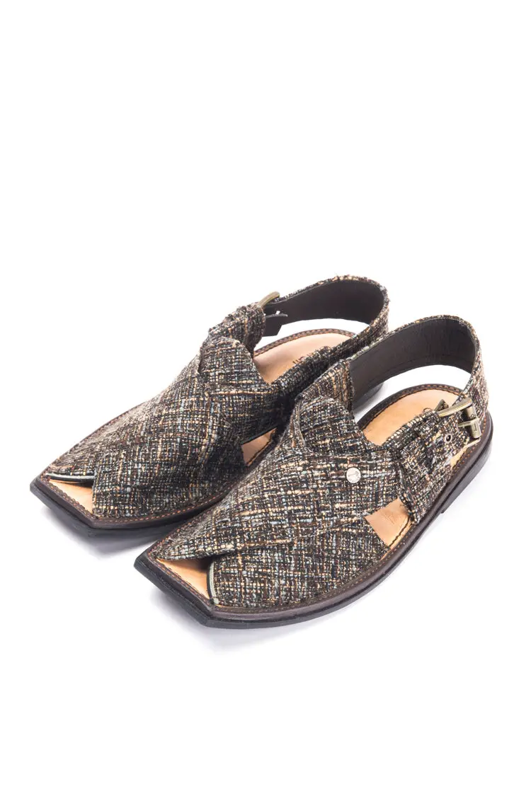 Brown Corduroy Peshawari Chappal - Mfw-Fb-023 1
