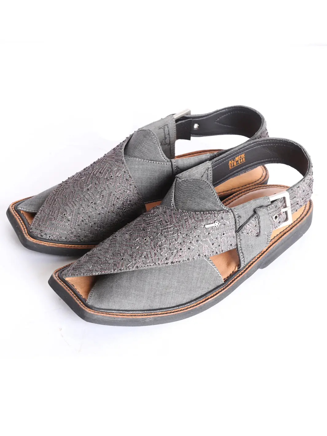 Charcoal Grey Blended Peshawari Chappal - Mfw-Efb-046 1