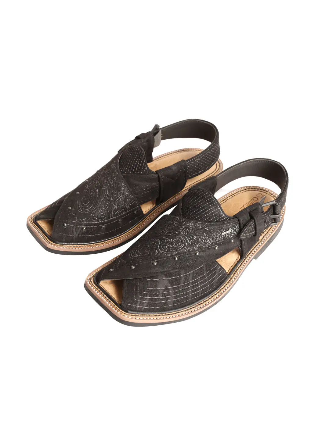 Black Peshawari Chappal - Mfw-Efb-129 1
