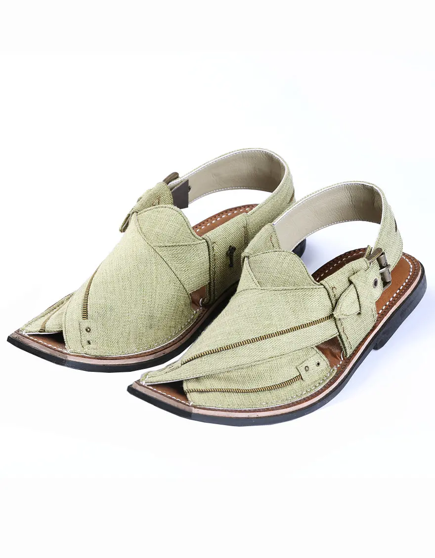 Green Peshawari Chappal - Mfw-Fb-045 1