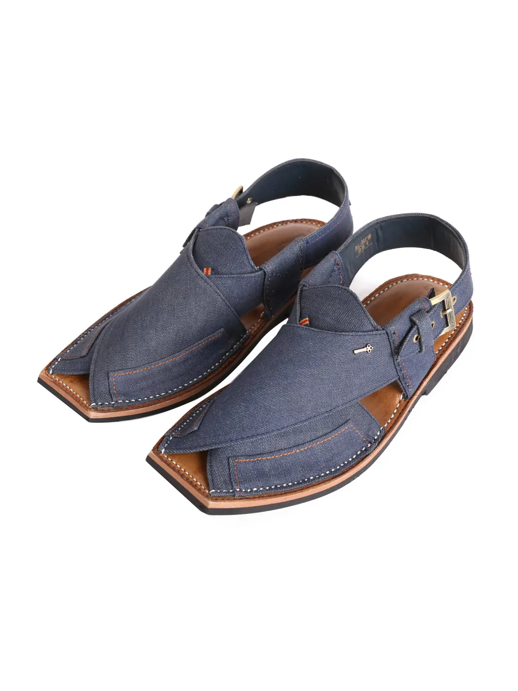 Blue Denim Peshawari Chappal - Mfw-Fb-081 1