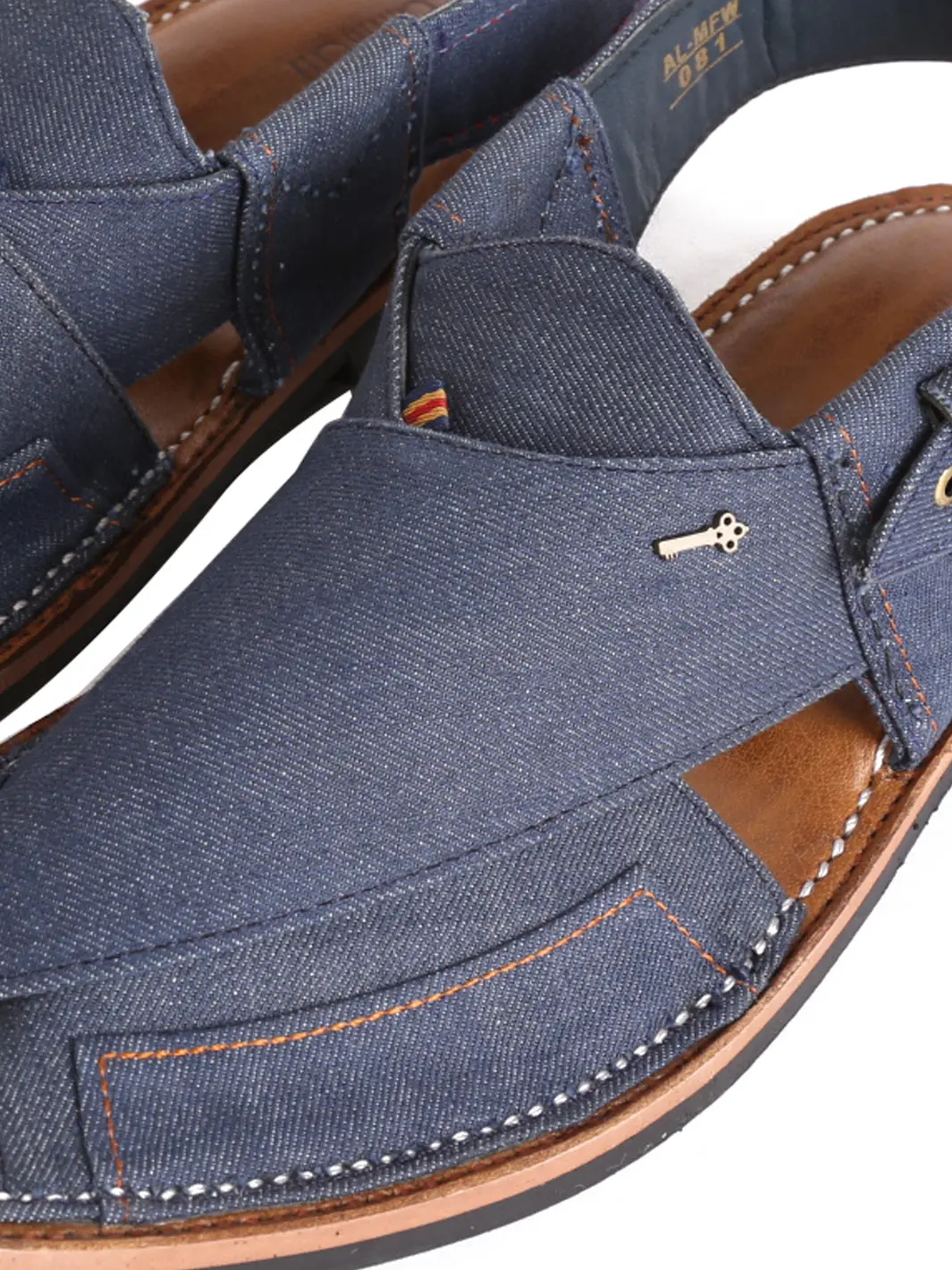Blue Denim Peshawari Chappal - Mfw-Fb-081 2