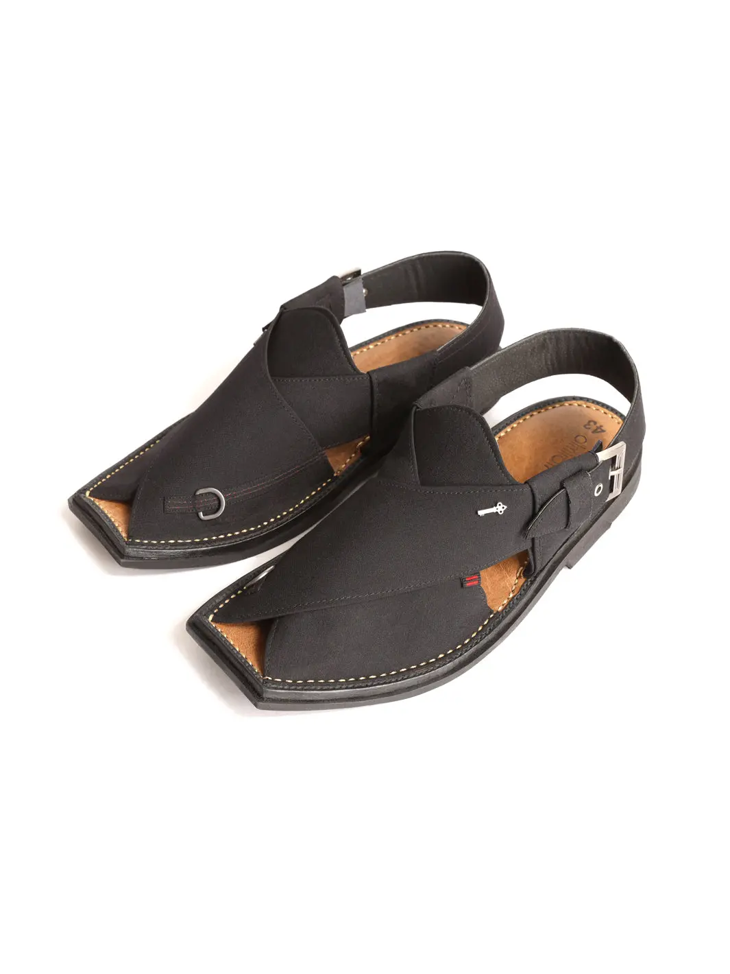 Black Peshawari Chappal - Mfw-Fb-084 1