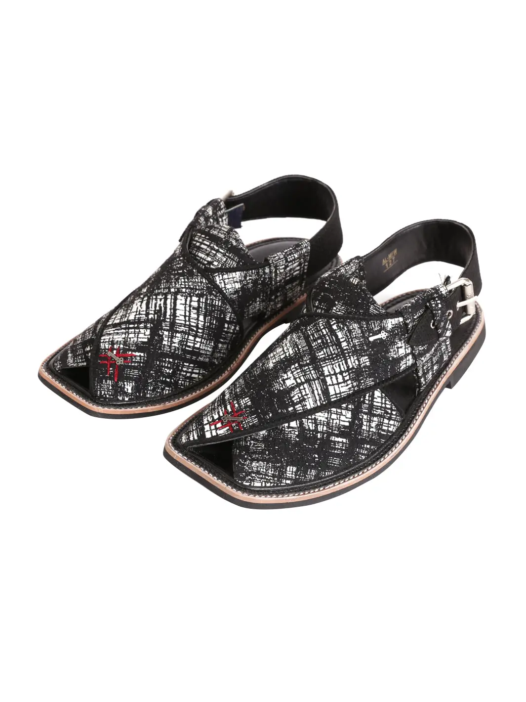 Black & White Peshawari Chappal - Mfw-Fb-127 1