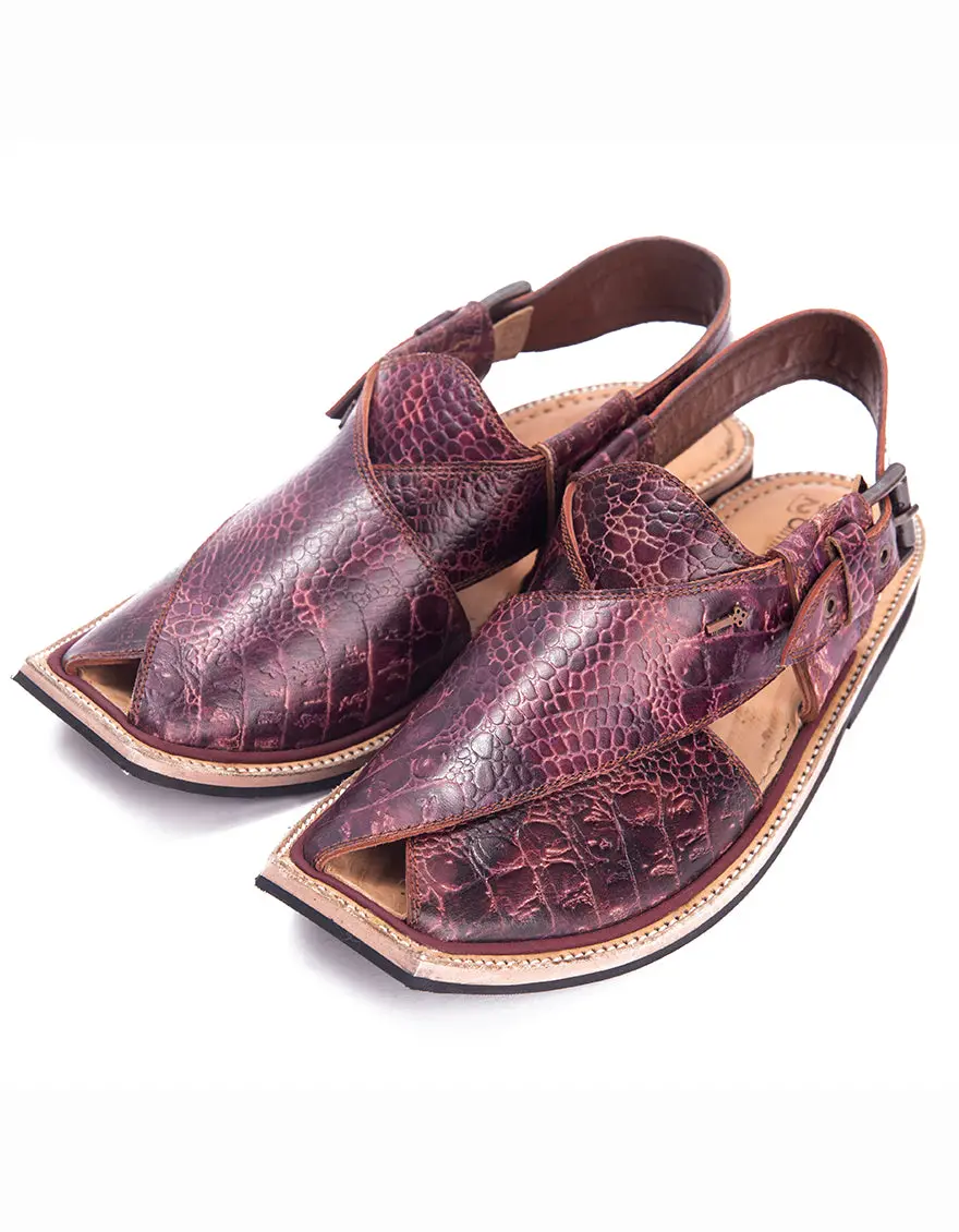 Maroon Leather Peshawari Chappal - Mfw-Hc-029 1
