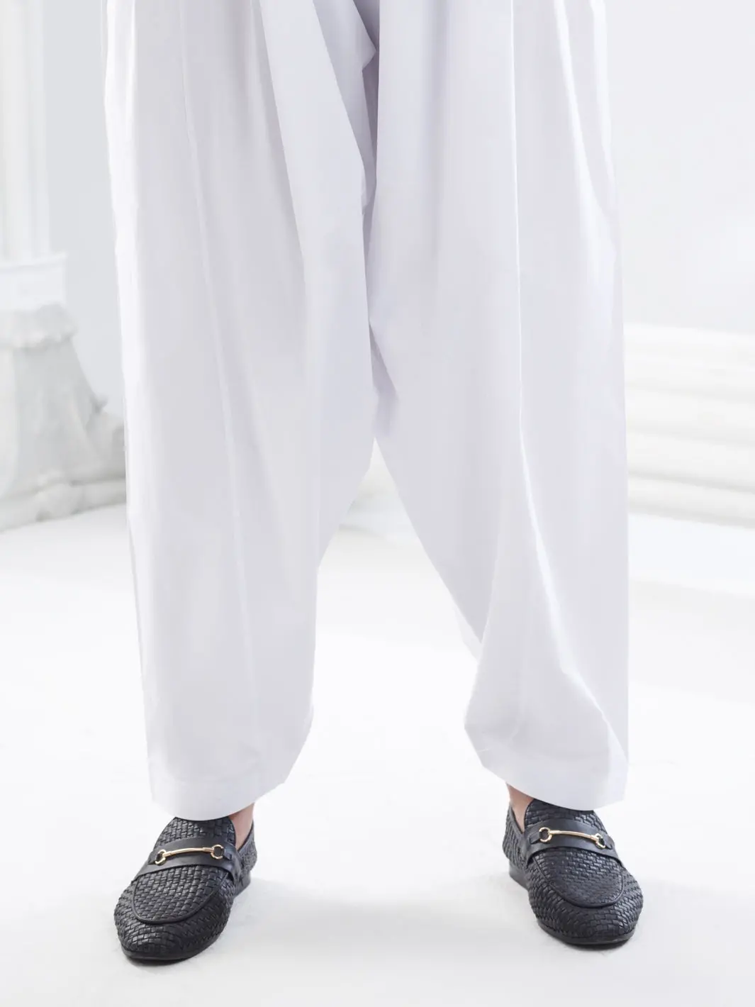 White Blended Shalwar - Al-Ms-Cs-1001 1
