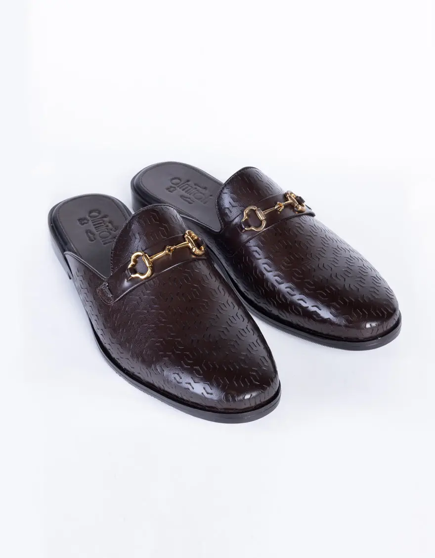 Dark Brown Leather Slip-On - Al-Msho-038 1