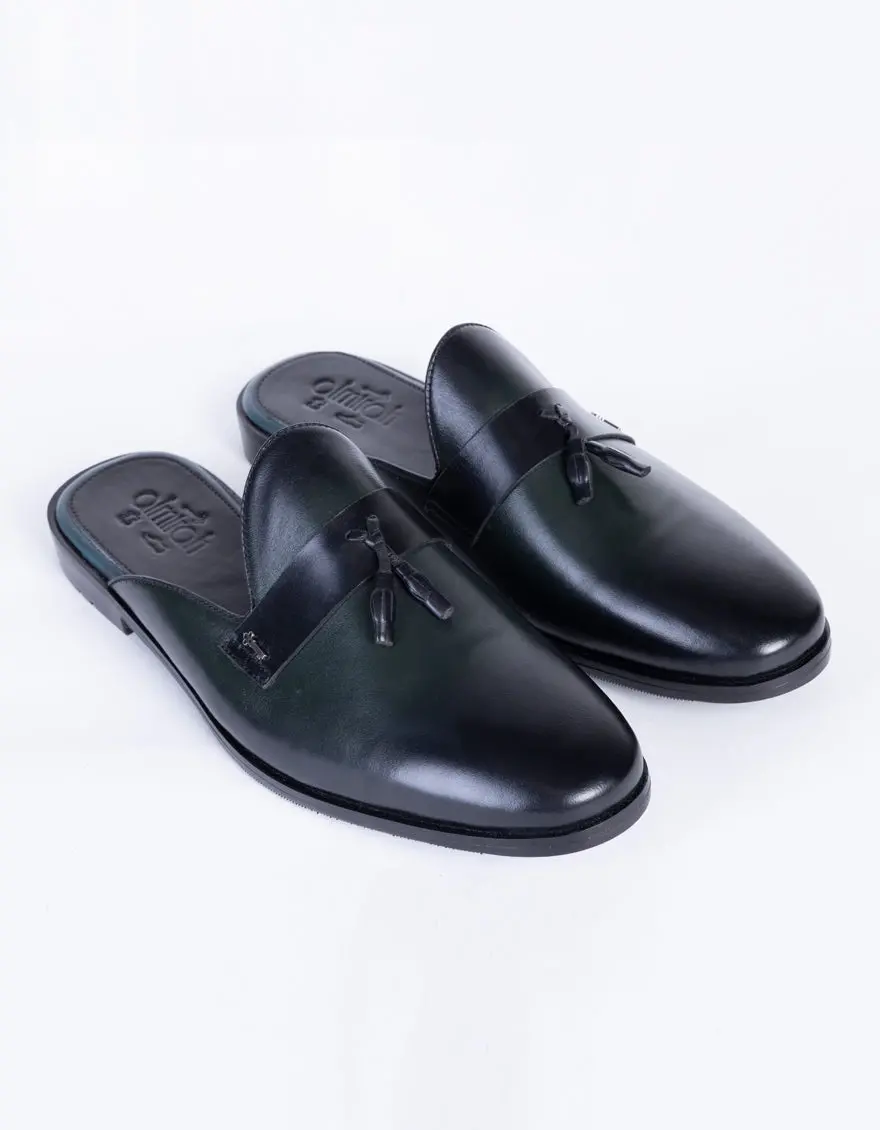 Dark Green Leather Slip-On - Al-Msho-039 1