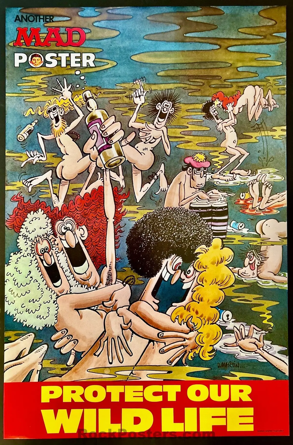 Auction - Mad Magazine - Protect Our Wildlife - 1974 Hippie Parody Poster - Don Martin - Near Mint Minus 1