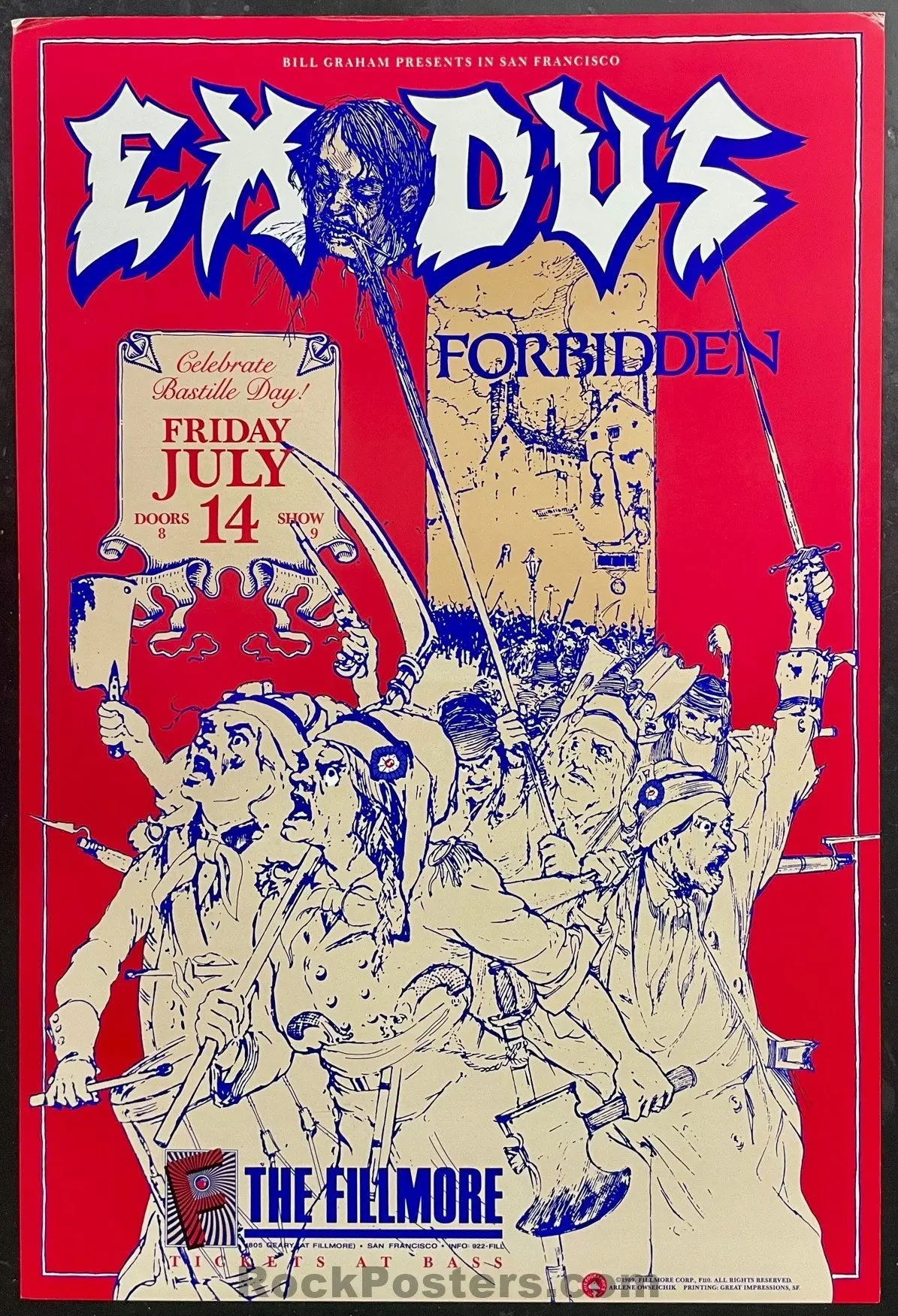 Nf-110 - Exodus - Arlene Owseichik - 1989 Concert Poster - The Fillmore - Excellent 1