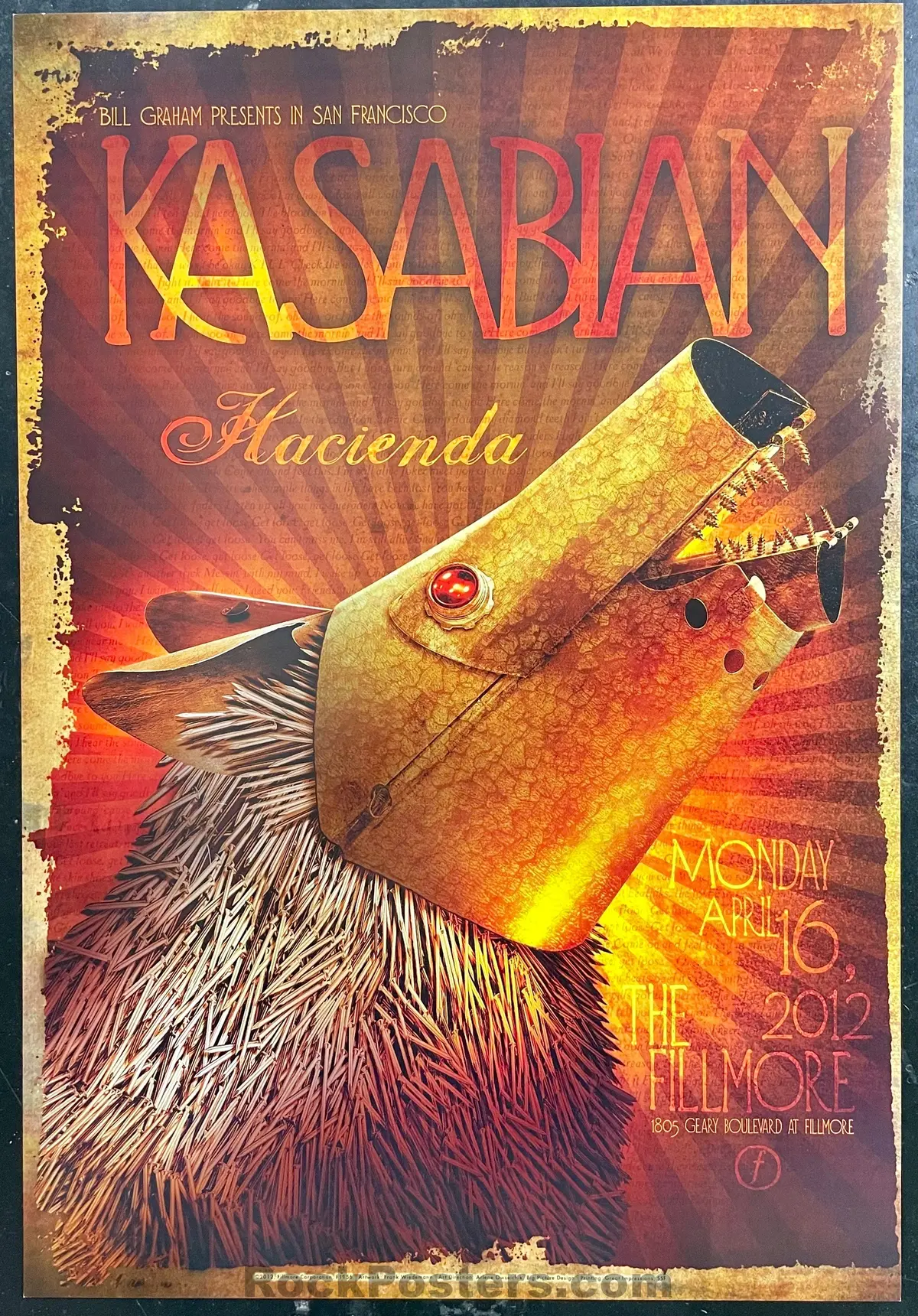 Nf-1156 - Kasabian - 2012 Poster - The Fillmore -  Near Mint Minus 1