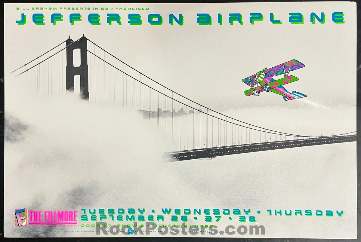 Nf-117 - Jefferson Airplane - Arlene Owseichik - 1989 Poster - The Fillmore - Near Mint Minus 1