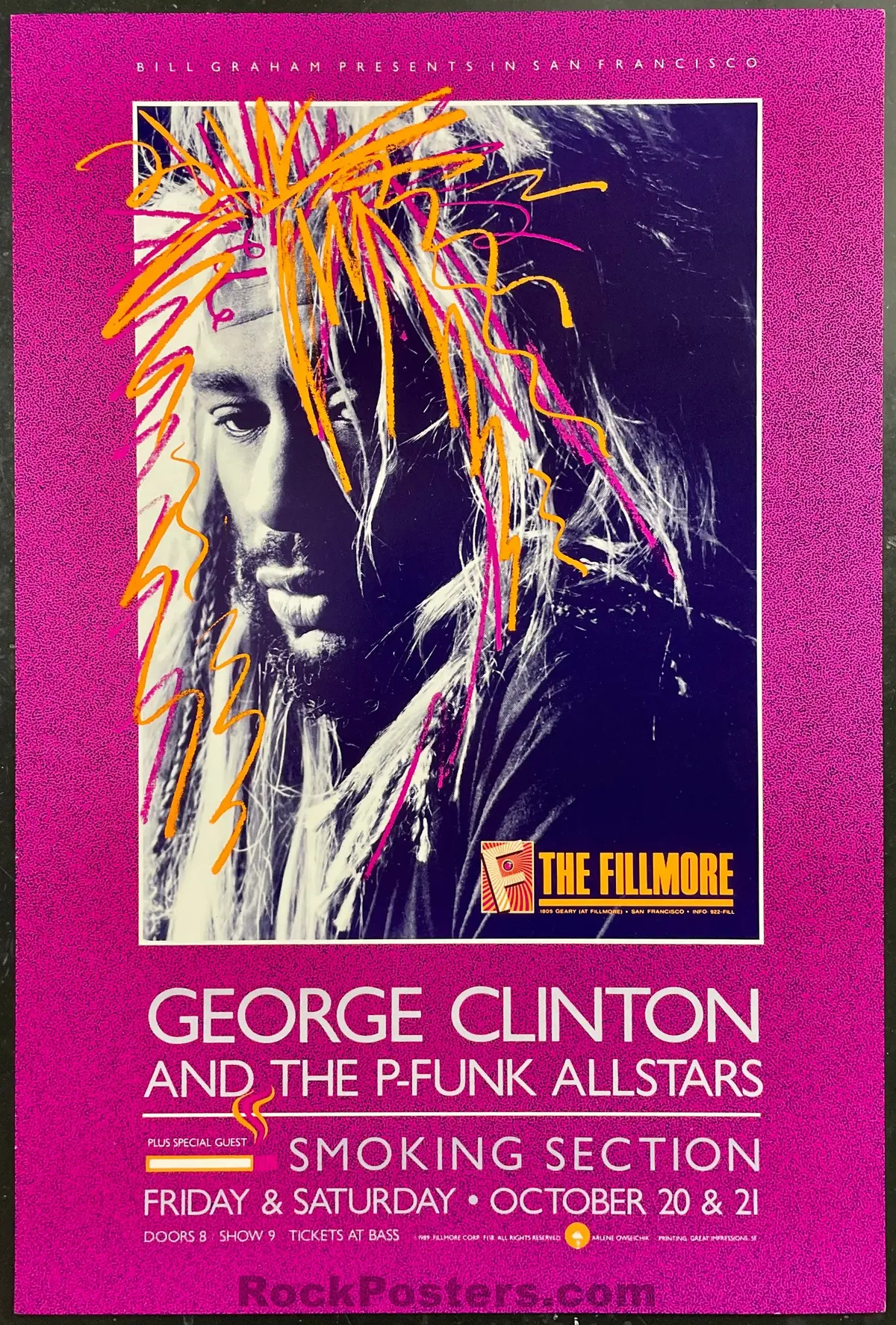 Nf-120 - George Clinton & P-Funk - Arlene Owseichik - 1989  Poster - The Fillmore  - Excellent 1
