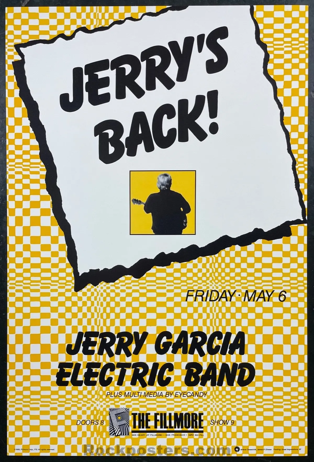 Nf-13 - Jerry Garcia Band - 1988 Poster - The  Fillmore - Near Mint Minus 1