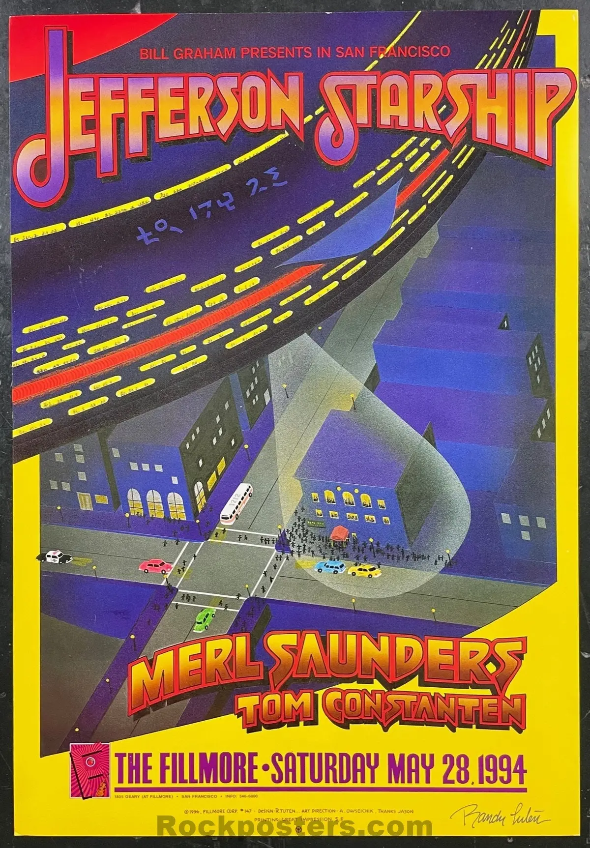 Nf-147 - Jefferson Starship - Randy Tuten Signed - 1994 Poster - The  Fillmore - Near Mint 1