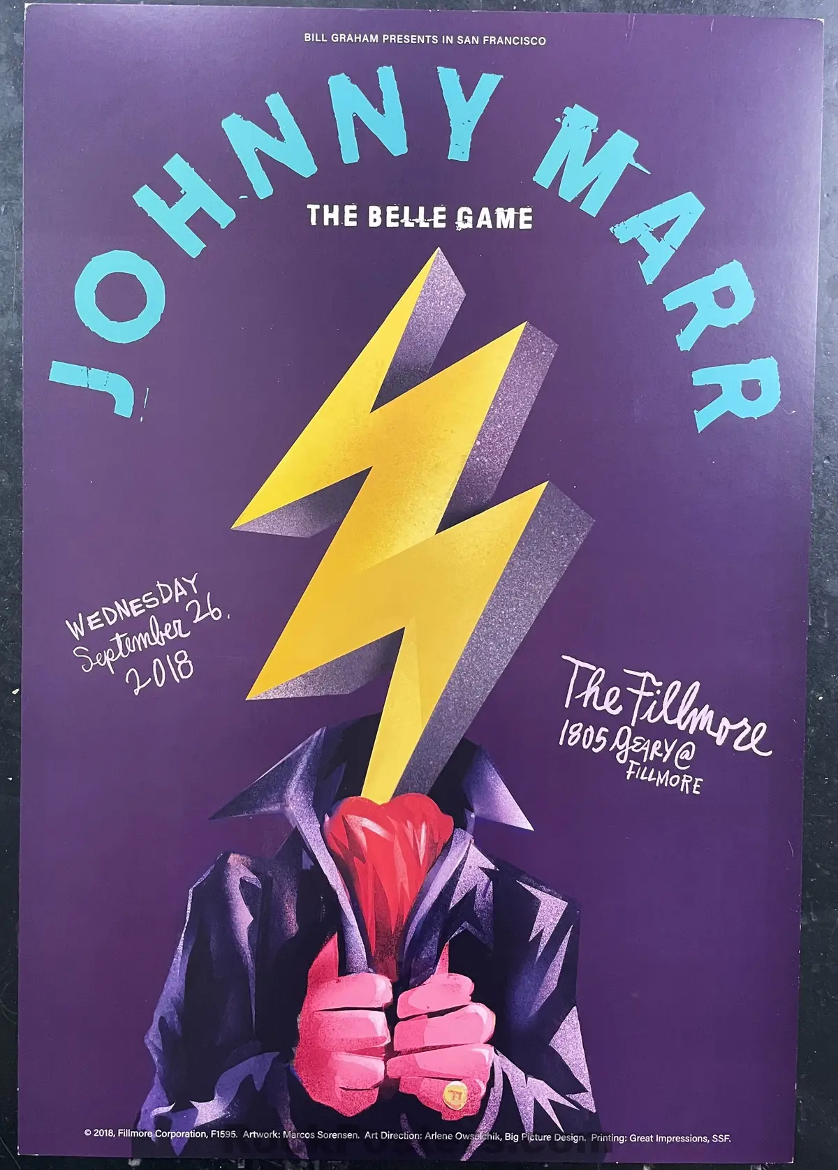 Nf-1595 - Johnny Marr - 2018 Poster - The Fillmore - Near Mint Minus 1
