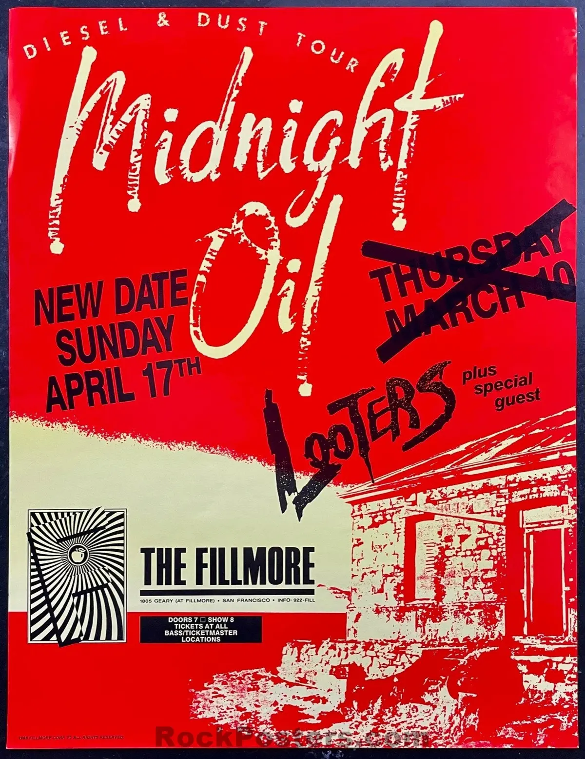 Nf-2 - Midnight Oil - 1988 Poster - The  Fillmore - Excellent 1