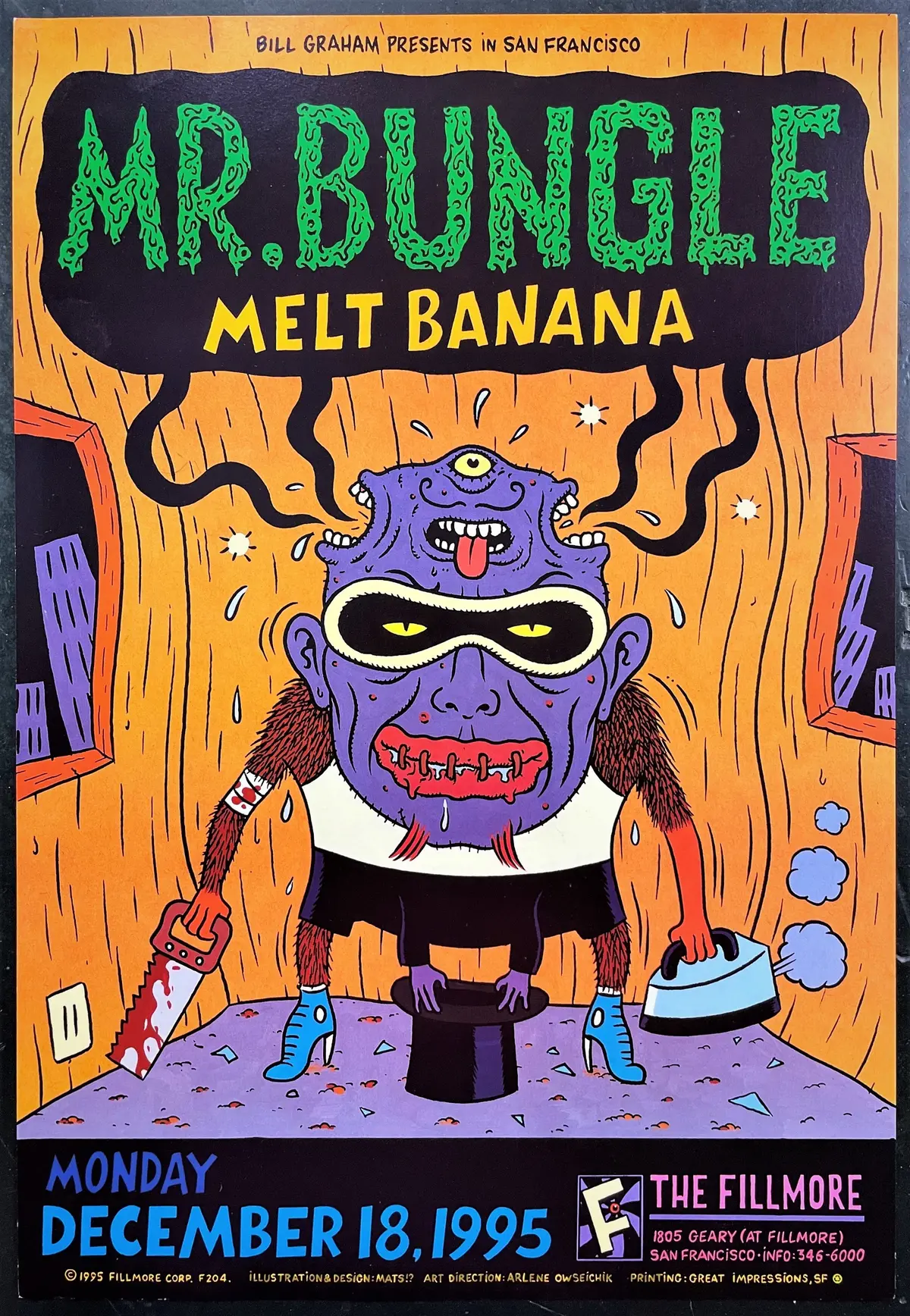 Nf-204 - Mr. Bungle - 1995 Concert  Poster - The Fillmore -  Near Mint Minus 1