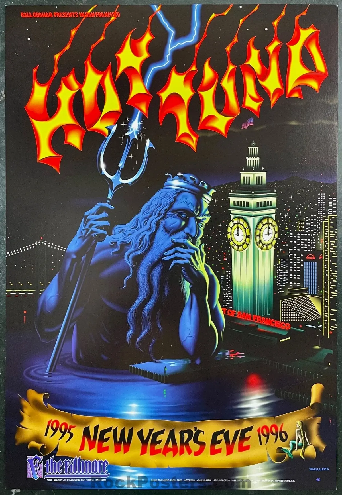Nf-207 - Hot Tuna - Jim Phillips - New Year's Eve - 1995 Poster - The Fillmore - Near Mint Minus 1