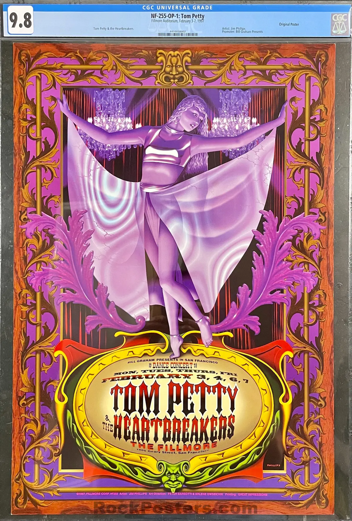 Auction - Nf-255 - Tom Petty - & The Heartbreakers - Jim Phillips - 1997 Poster - The Fillmore - Cgc Graded 9.8 1