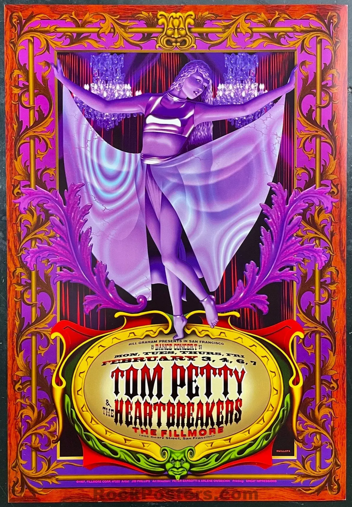Nf-255 - Tom Petty - & The Heartbreakers - Jim Phillips - 1997 Poster - The Fillmore - Near Mint Minus 1