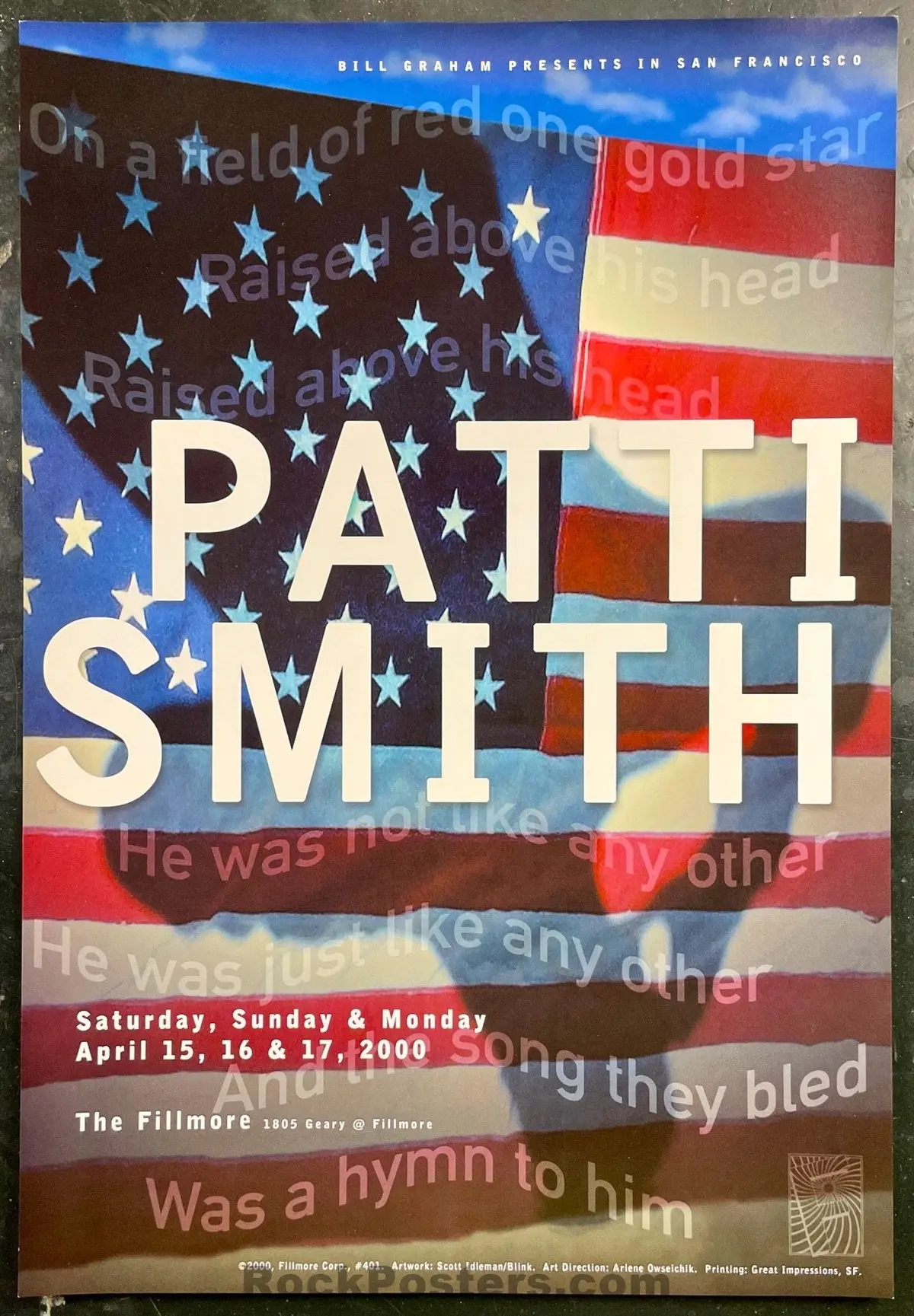 Nf-401 - Patti Smith - 2000 Poster - The Fillmore - Near Mint Minus 1