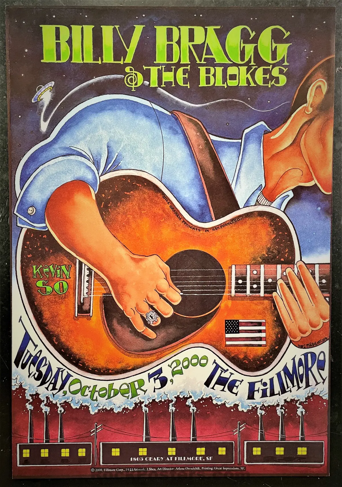 Nf-422 - Billy Bragg - 2000 Poster - The Fillmore -  Near Mint 1