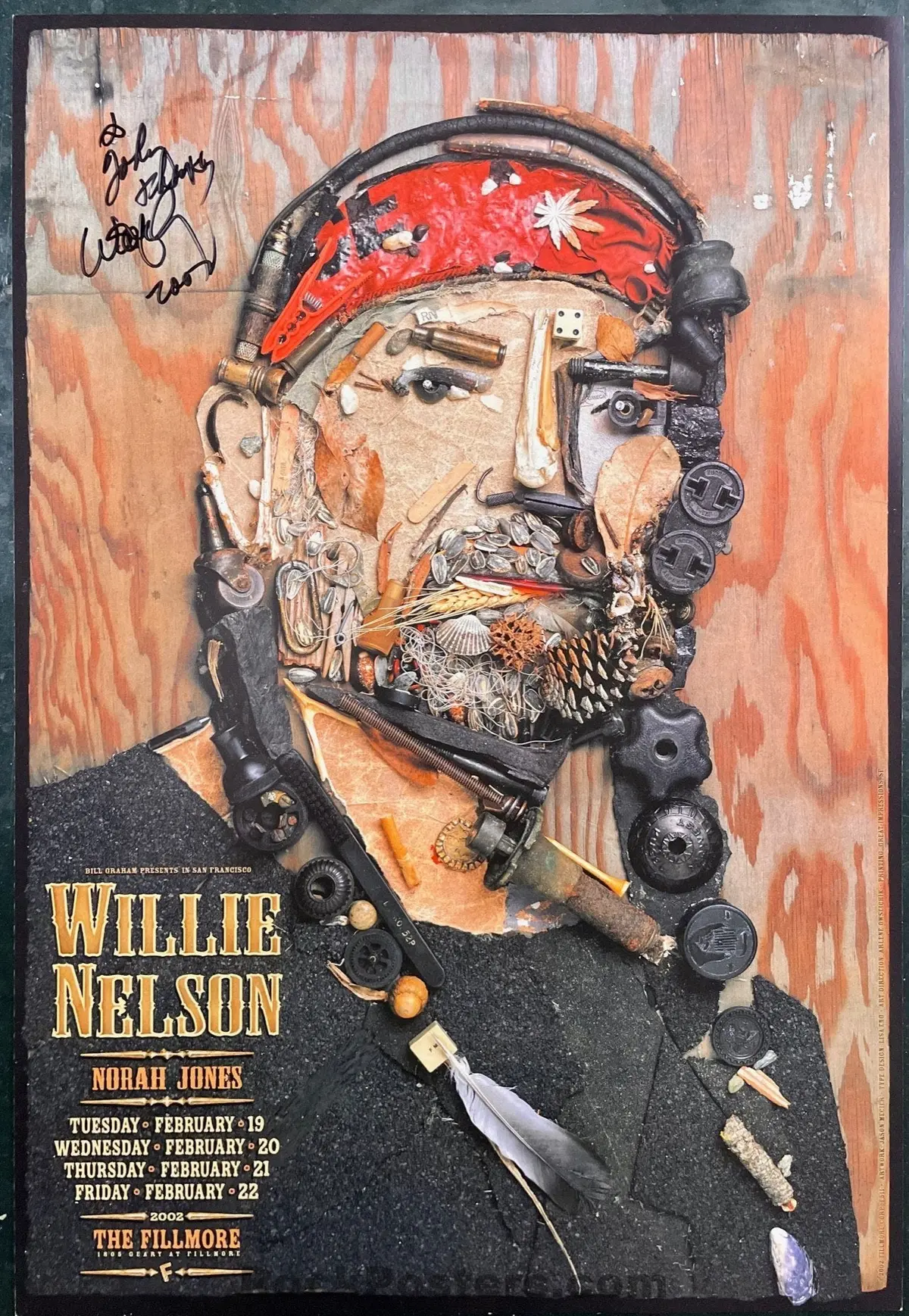 Auction - Nf-511 - Willie Nelson Signed - 2002 Poster - The Fillmore - Near Mint Minus 1