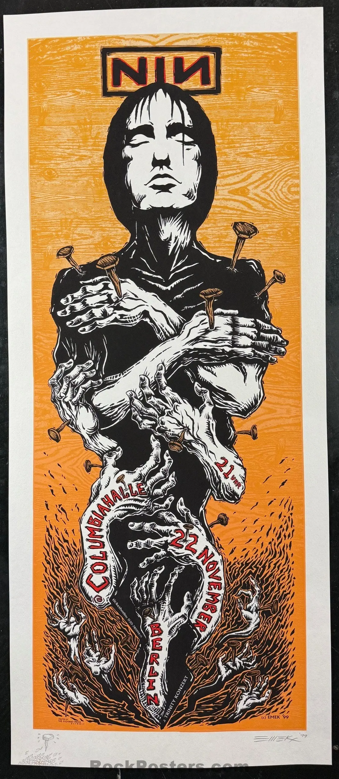 Auction - Nine Inch Nails - Berlin - 1999 Poster - 1St Edition - Emek - Near Mint 1