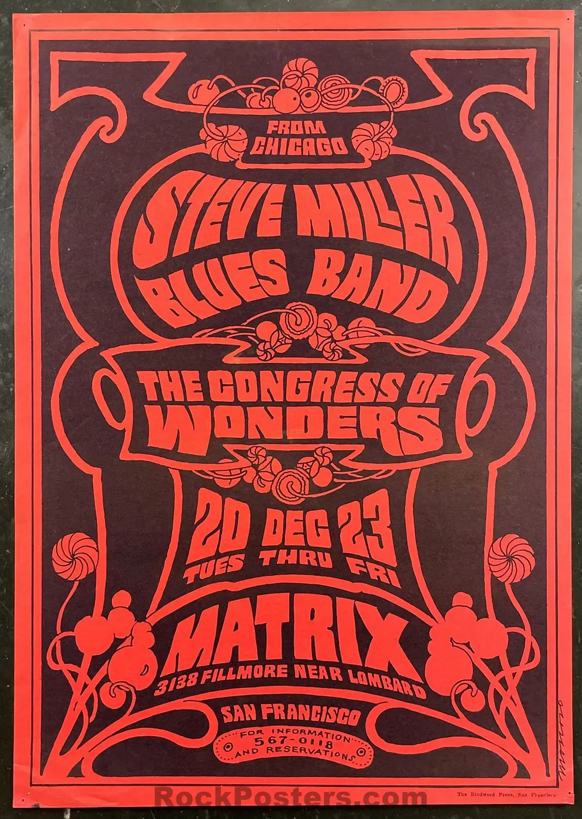 Auction - Neon Rose 0 - Steve Miller - Victor Moscoso -  Matrix - 1966 Concert Poster - Excellent 1