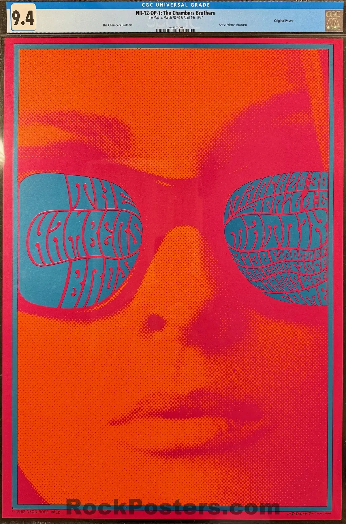 Auction - Neon Rose 12 - Chambers Brothers - Victor Moscoso - 1967 Poster - The Matrix - Cgc Graded 9.4 1