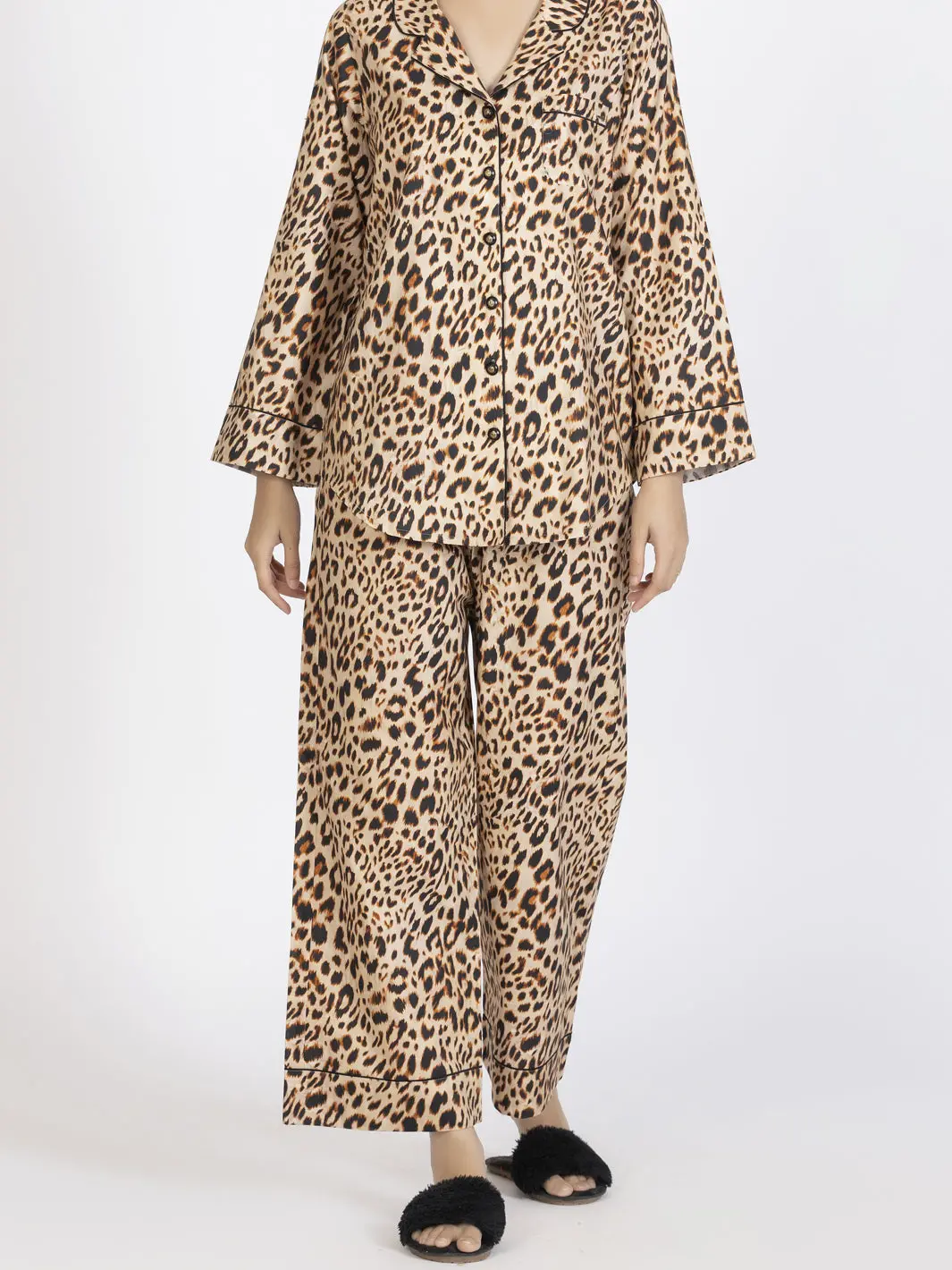 Brown Cotton 2Pc Stitched Nightwear - Al-Lks-Nw-1008 1