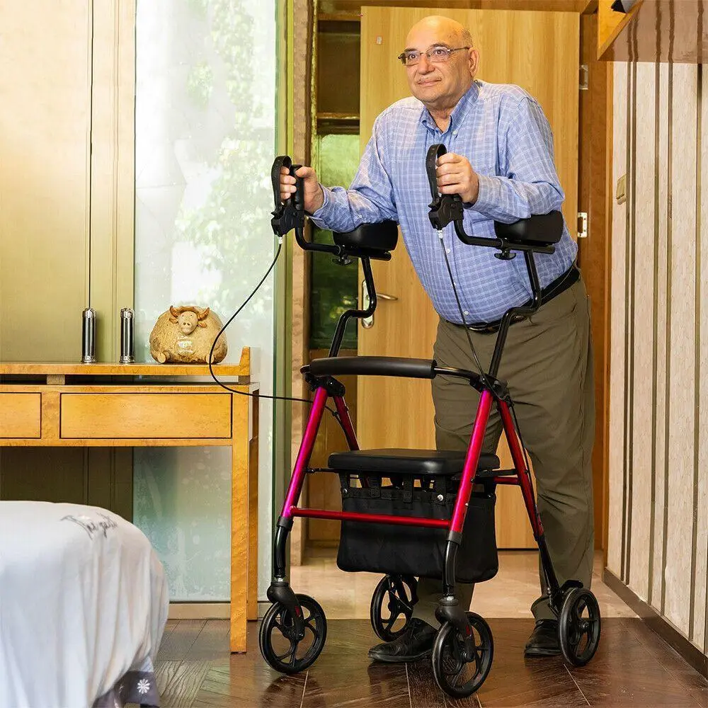 Deluxe Stand Upright Padded Senior Walker Rollator 1
