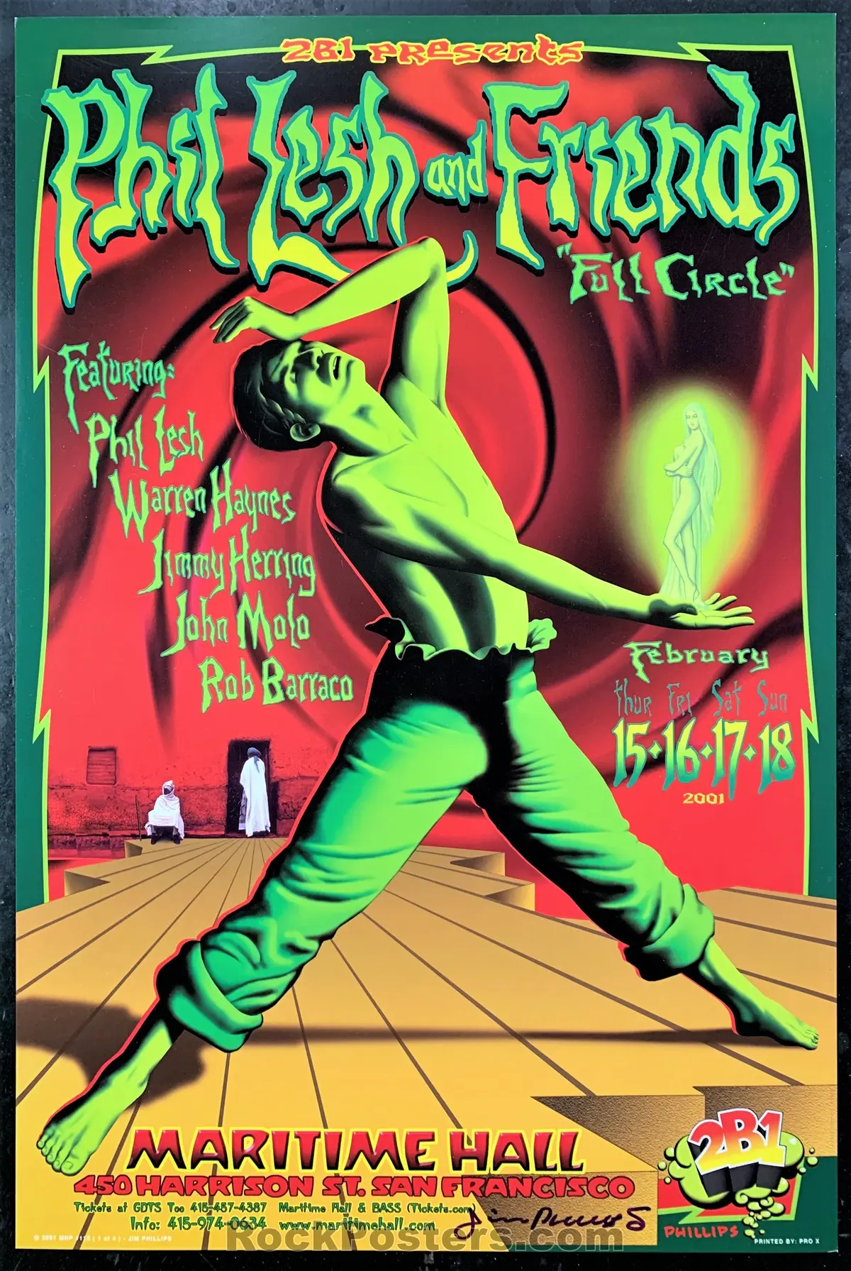 Fdmh-112 - Alton Kelley Collection - Phil Lesh 2001 Poster - Kelley & Phillips Signed - Maritime Hall - Near Mint Minus 1