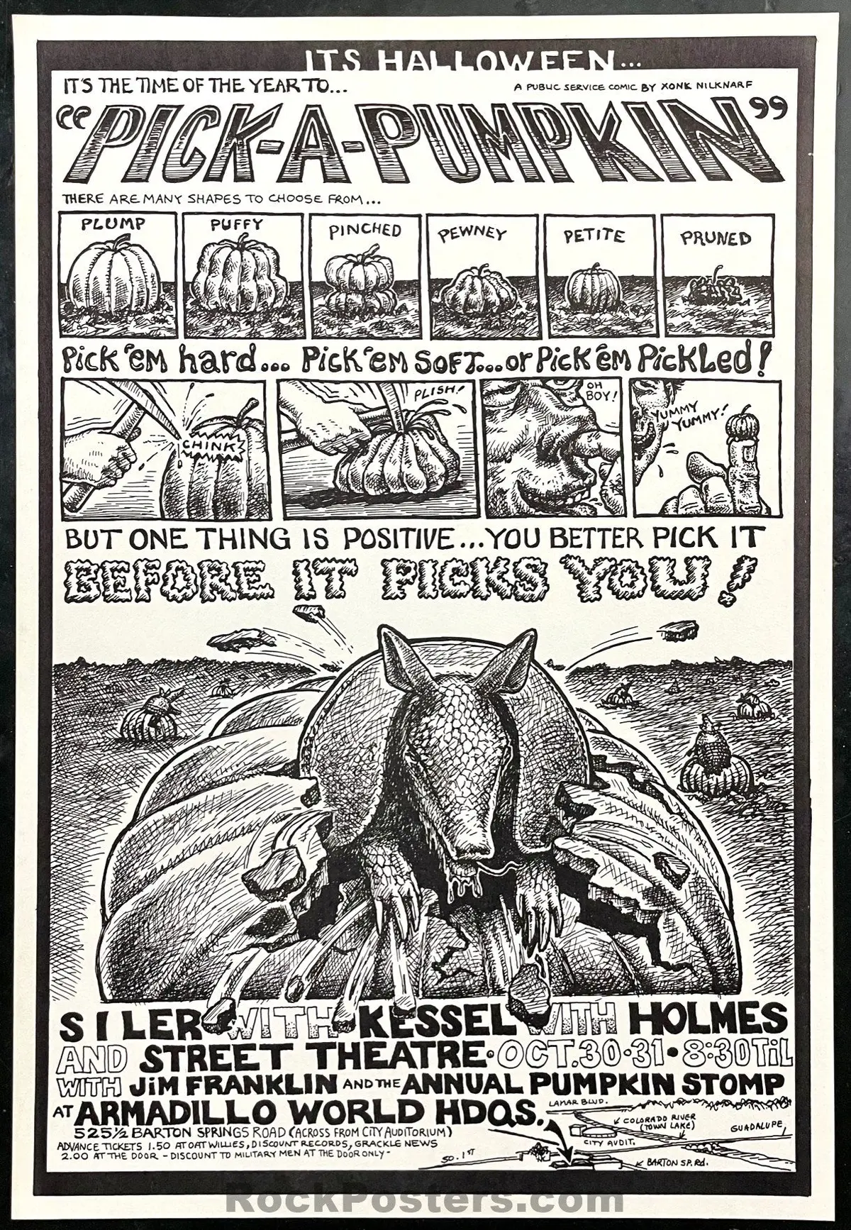 Auction -  Pick-A-Pumpkin - Armadillo World Headquarters - Jim Franklin - Texas - 1971 Poster - Near Mint 1